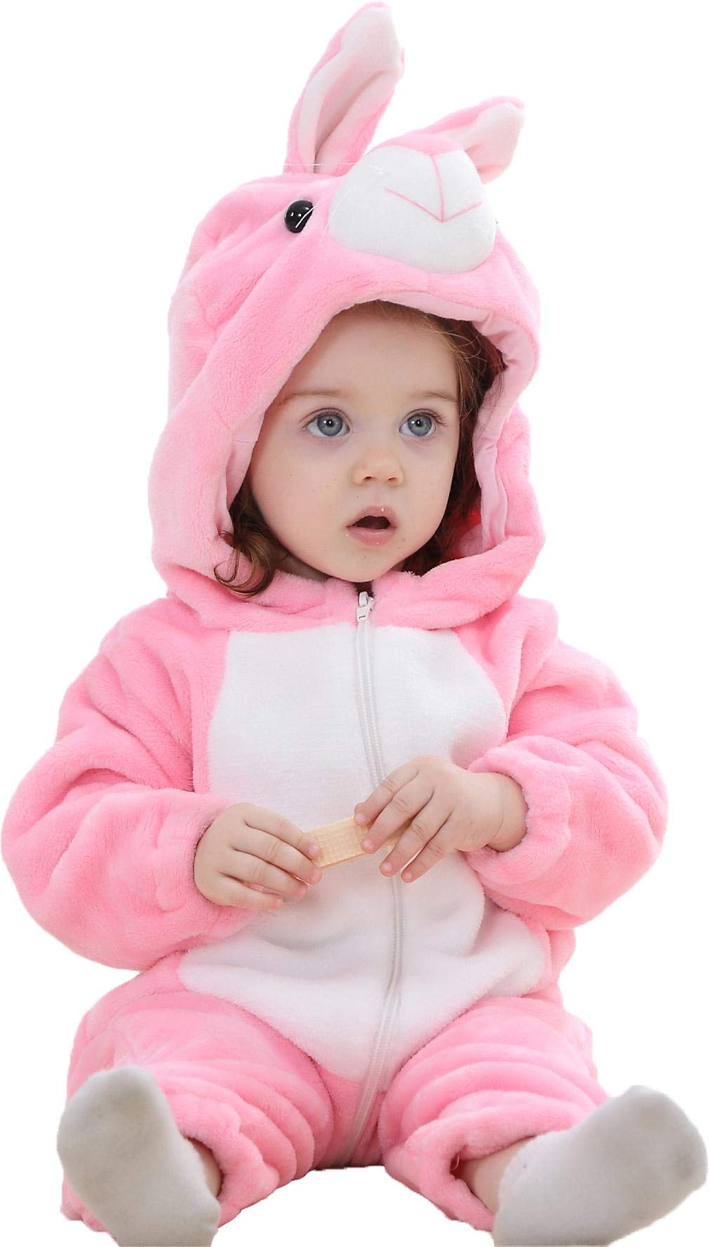 Unisex Bambino Inverno Pagliaccetto Coniglio Tigre Cucire Animale Stile Flanella Cosplay Halloween Costume Attrezzatura