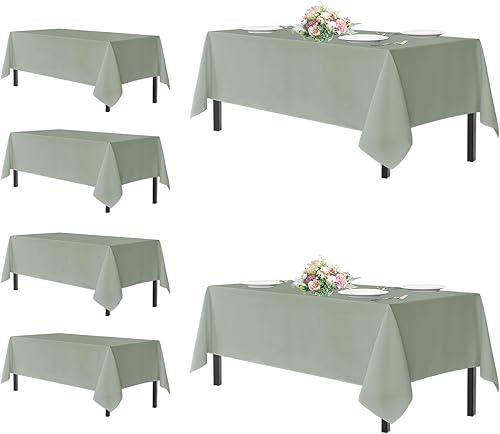 Miniatura 55 de sancua - Manteles blancos rectangulares, paquete de 8 manteles para mesas de 6 pies - Fundas de mesa lavables de poliéster para bodas, fiestas de