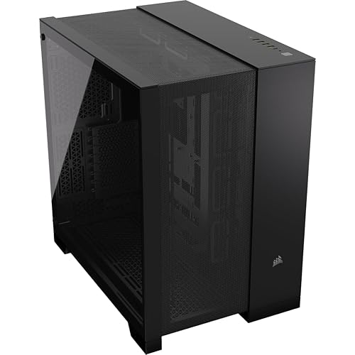 CORSAIR 6500D AIRFLOW Mid-Tower ATX Dual Chamber PC Case – Tempered Glass – Reverse Connection Motherboard Compatible – No Fans Included – Black