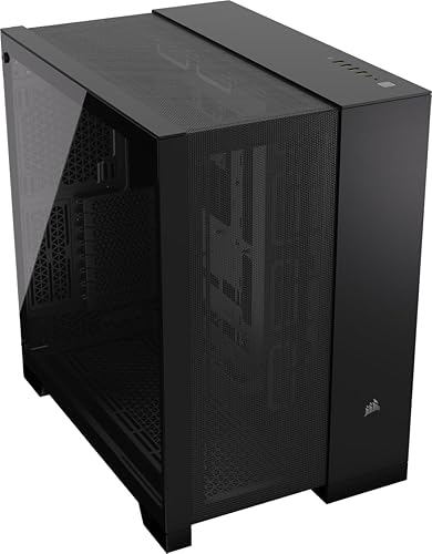 CORSAIR 6500D Airflow Mid-Tower ATX Dual Chamber PC Case – Tempered Glass – Reverse Connection Motherboard Compatible – No Fans Included – Black - Airflow - 6500D - Black