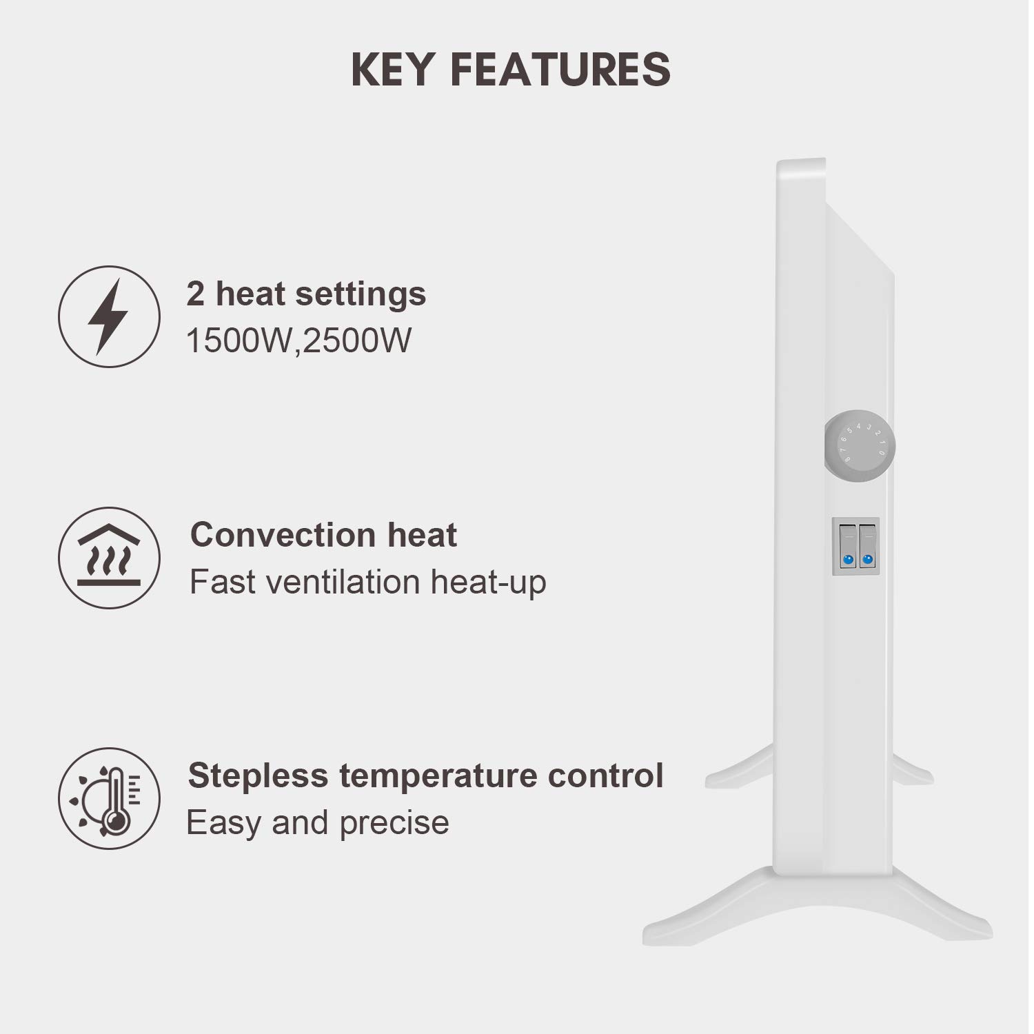 Buy fam famgizmo 2500W Electric Wall ed Convector Panel Heater Radiator  with thermostat,Floor Free Standing,IP24 Rated Bathroom Safe,Energy  Efficient Convector Heaters,Legs u0026 Wall Fittings Included Online at  desertcartHong Kong
