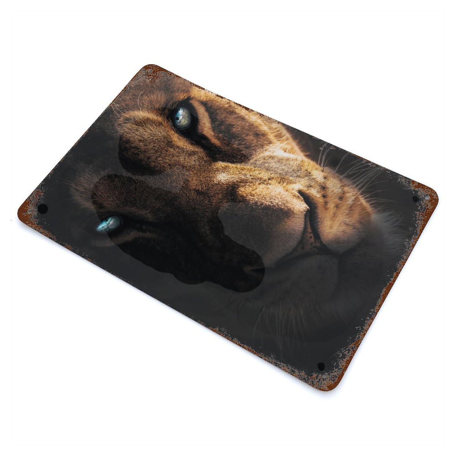 Eyes of The Lion Rusty Metal Tin Sign 11.8"x7.9", for Pub, Kitchen And Man Cave Decor, Farmhouse Wall Decor
