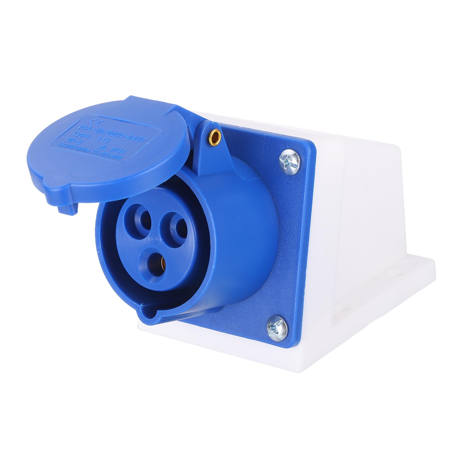 sourcing map 16A 3 Pin CEE Industrial Socket Connector, 220-240V 2P+E IP44 Waterproof Female Connectors Surface Mounted Sockets for Aviation and Industry