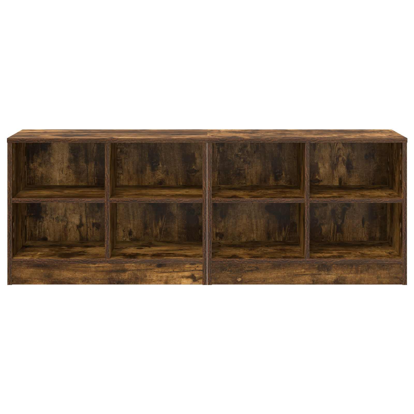 Szafka na łóżko z regałem z materiału drewnopochodnego w kolorze wędzonego dębu, 66 x 33 x 48 cm, 2-częściowy zestaw z 4 półkami, praktyczne przechowywanie do sypialni i salonu