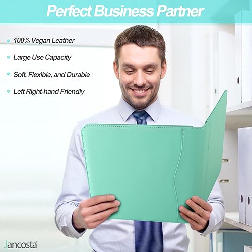 Miniatura 4 de Paquete de 1 portafolio de negocios con bloc de notas de escritura tamaño carta (huevo de petirrojo azul, 1 unidad)