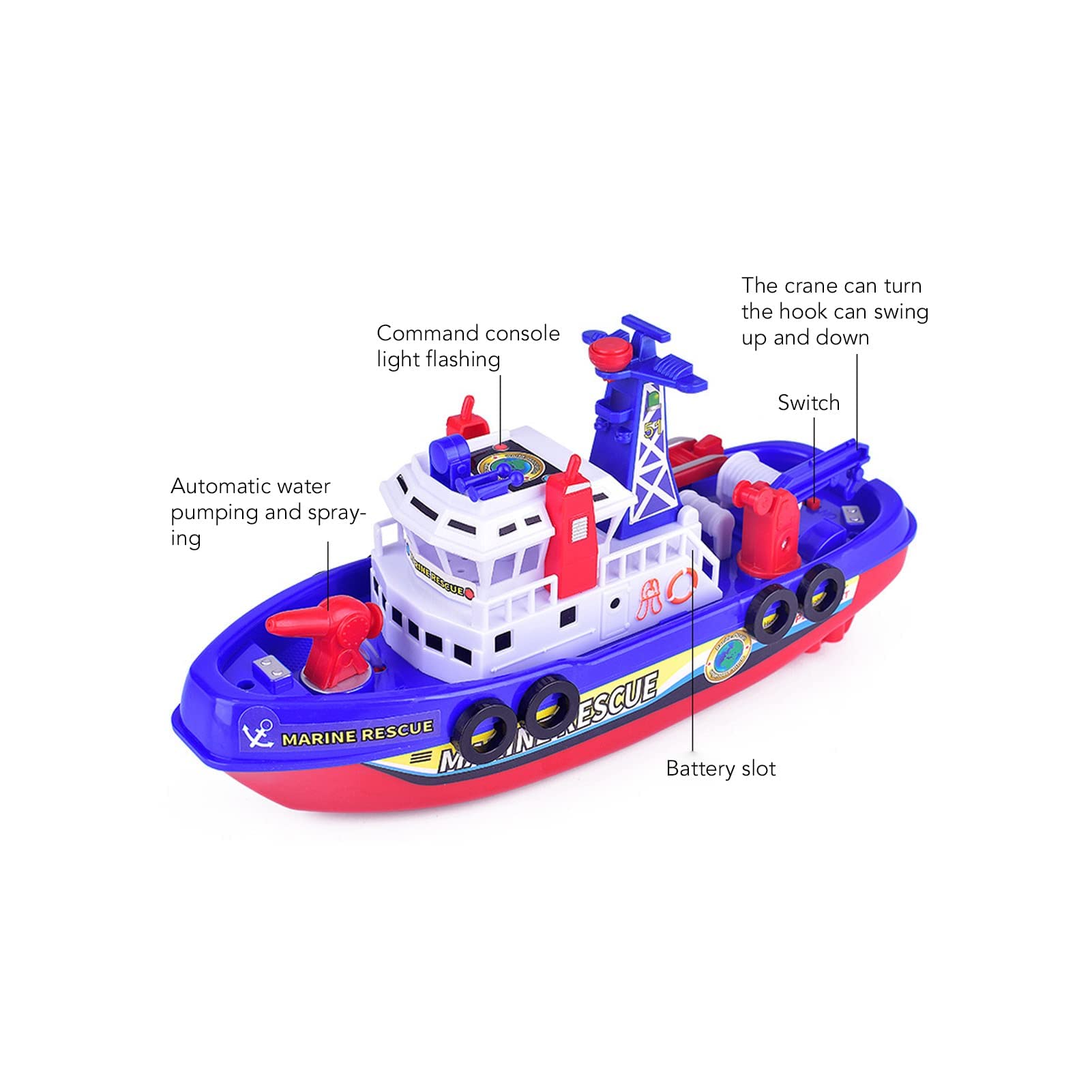 Alomejor Feuerwehrboot-Spielzeug, Feuerwache, Feuerwehrspielzeug, Feuerwehrschiffsmodell für Kinder, Mädchen