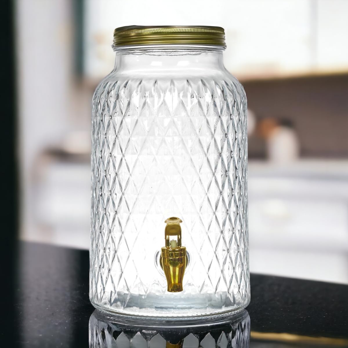 Distributeur Boisson 6 L Robinet Fontaine Eau Cocktail Design Diamant Verre