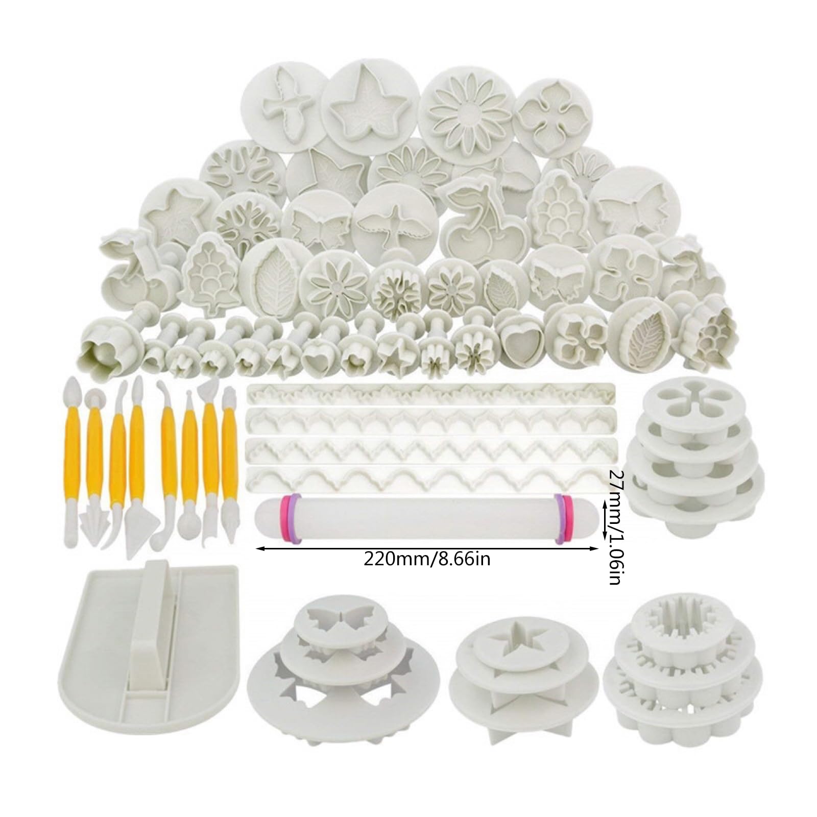 68 moldes de postre, sellos de fondant, cortadores de galletas, encantadores para los amantes de la repostería, duraderos y de grado alimenticio