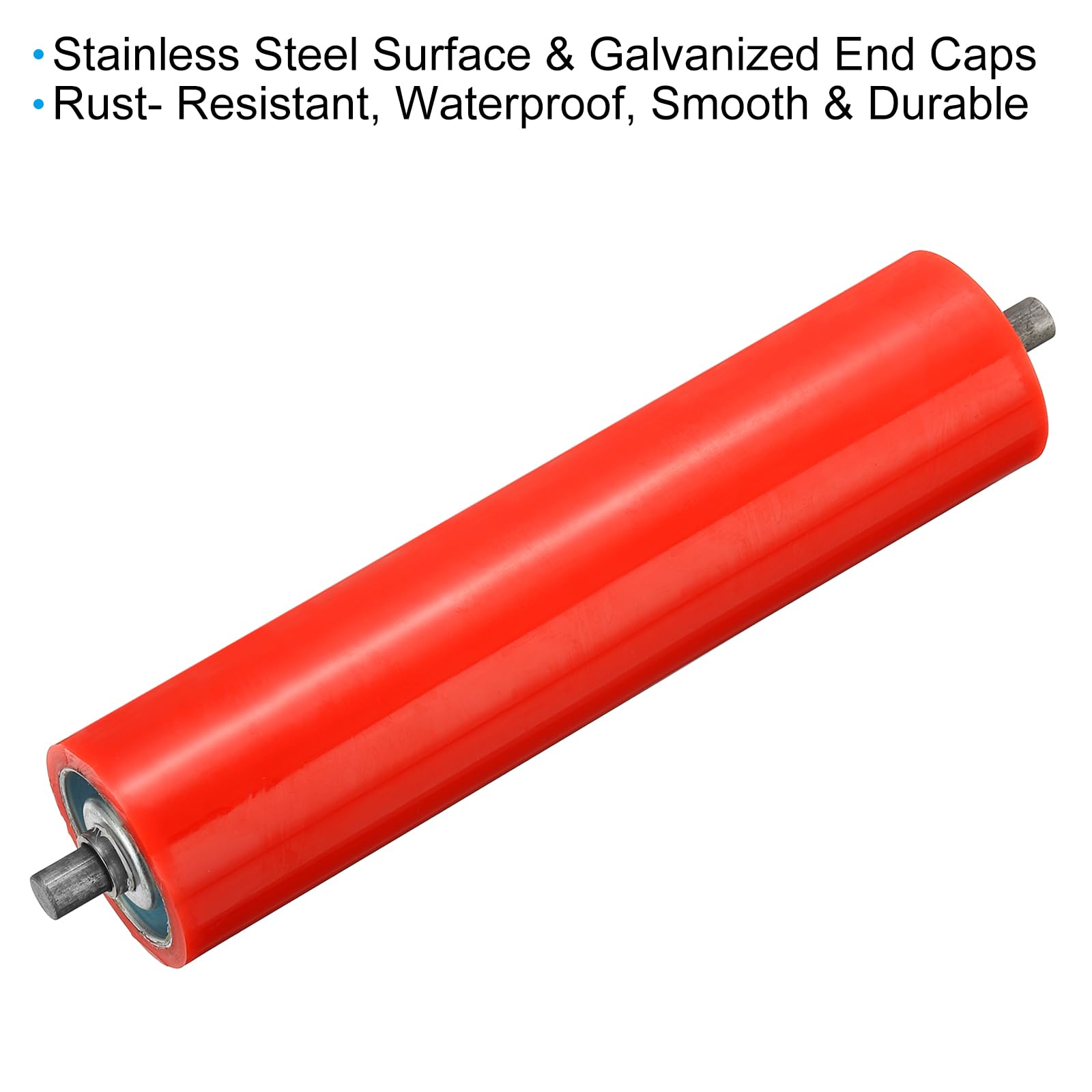 PATIKIL Polyuréthane Revêtement Convoyeur Rouleau 4" Diamètre 10" Longueur, 2 Paquet Inox Acier Transmission Remplacement Pièce Galvanisé Fin, Rouge