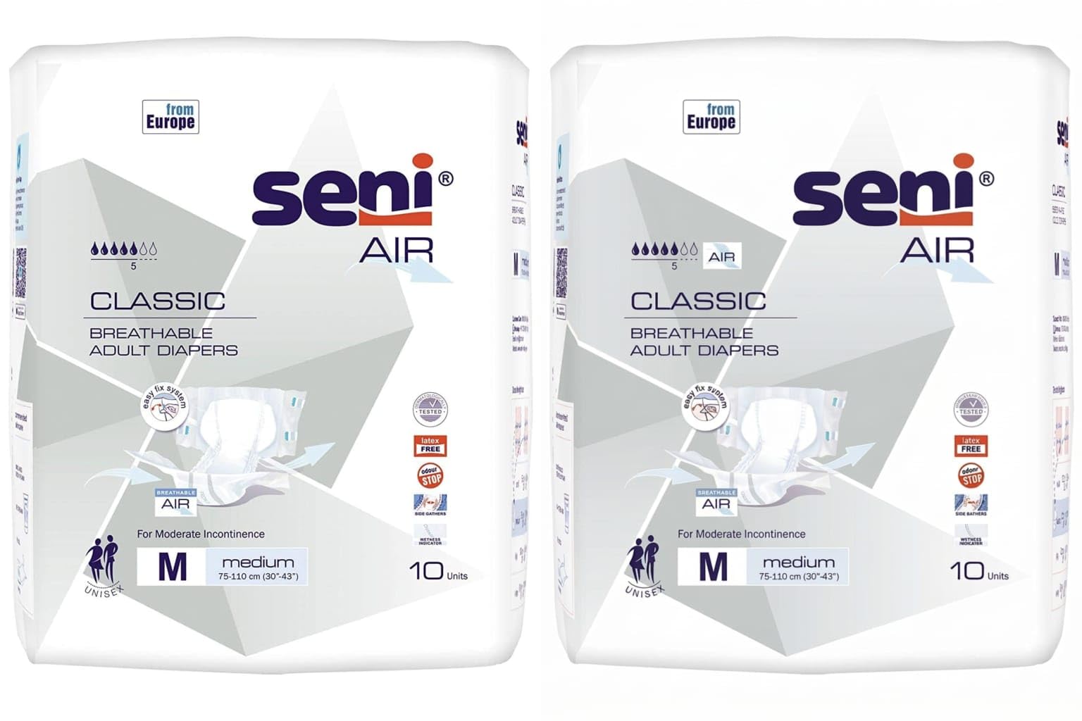 AIR SENI CLASSIC Adult Diapers, Medium, 360 Degree Leakage Protection, 20 Count M10 PACK OF 2-image-47