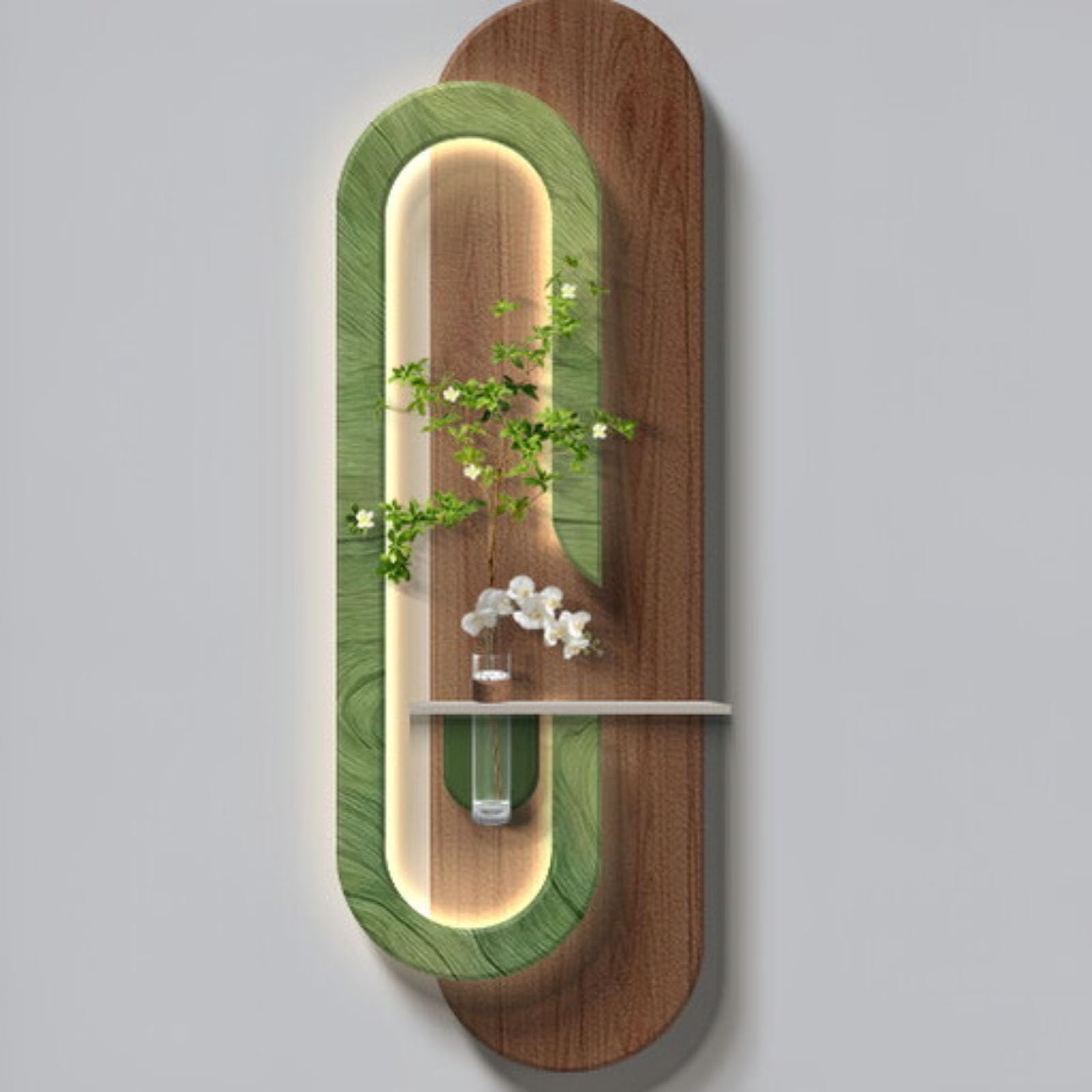 MDEUFYWEGB 3D LED Sandstone Wall Art Sculpture — Modern Abstract Illuminated Decor (with Faux Greenery) — Hanging Art — Living Room & Entryway Wall Decor(A,50 * 160cm/19.7 * 63in)