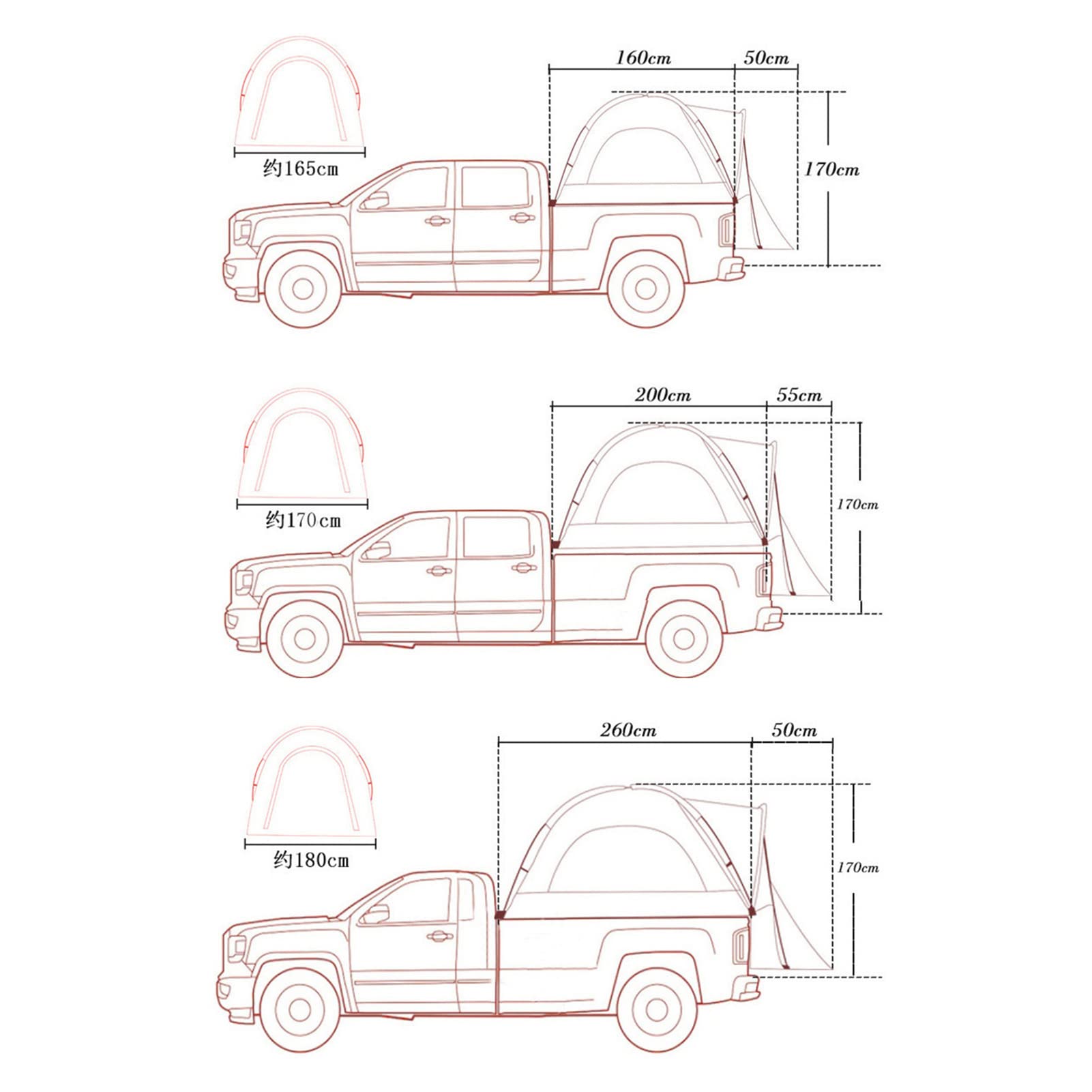 Tenda da Campeggio, Tende per Auto per Camion Tenda da Letto per Camion Impermeabile e Antivento per Campeggio all'aperto con Guida autonoma - Facile da Montare e Borsa da trasport