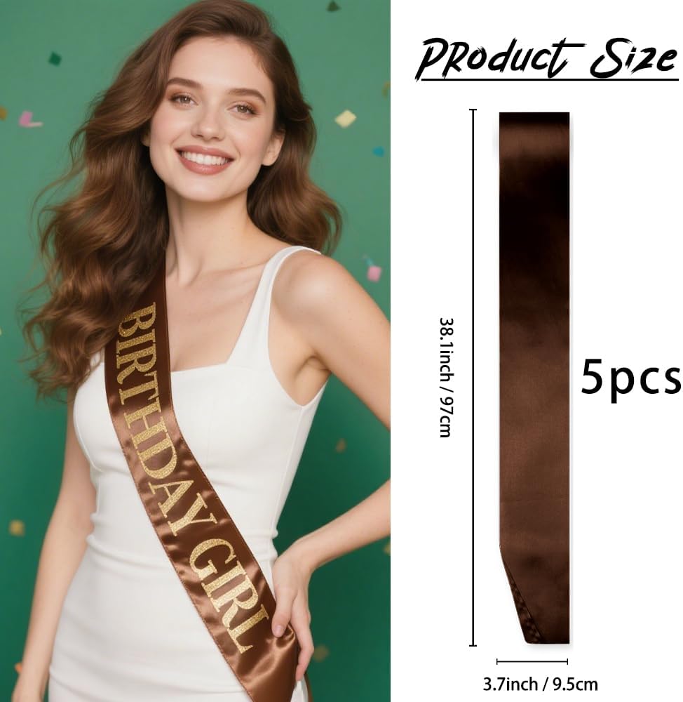 5pcs Brown Sash Wilderness Explorer Sash Satin Sashes Retirement sash Blank Sashes To Decorate Plain sashes For Thanksgiving, Diy, Hen Party, Homecoming, Graduation, Masquerade, Halloween, Engagement
