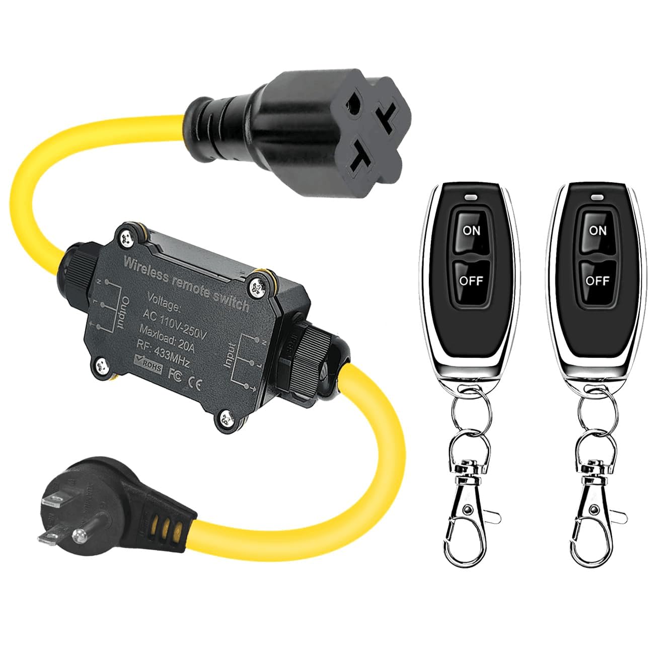 Outdoor Wireless Remote Control Outlet Plug AC110V Waterproof Remote Control Power Switch AC110V 120V 250V 20A Heavy Duty