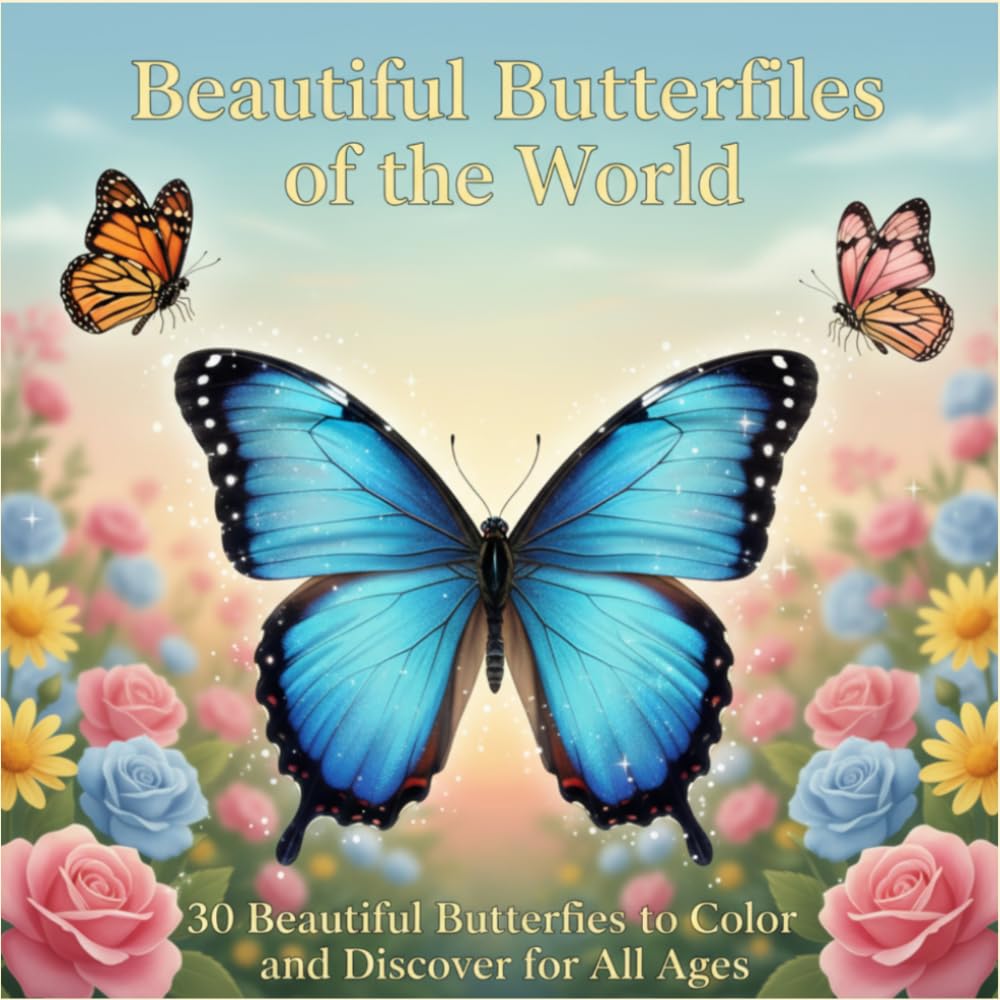Beautiful Butterflies of the World: 30 Beautiful Butterflies to Color and Discover for All Ages