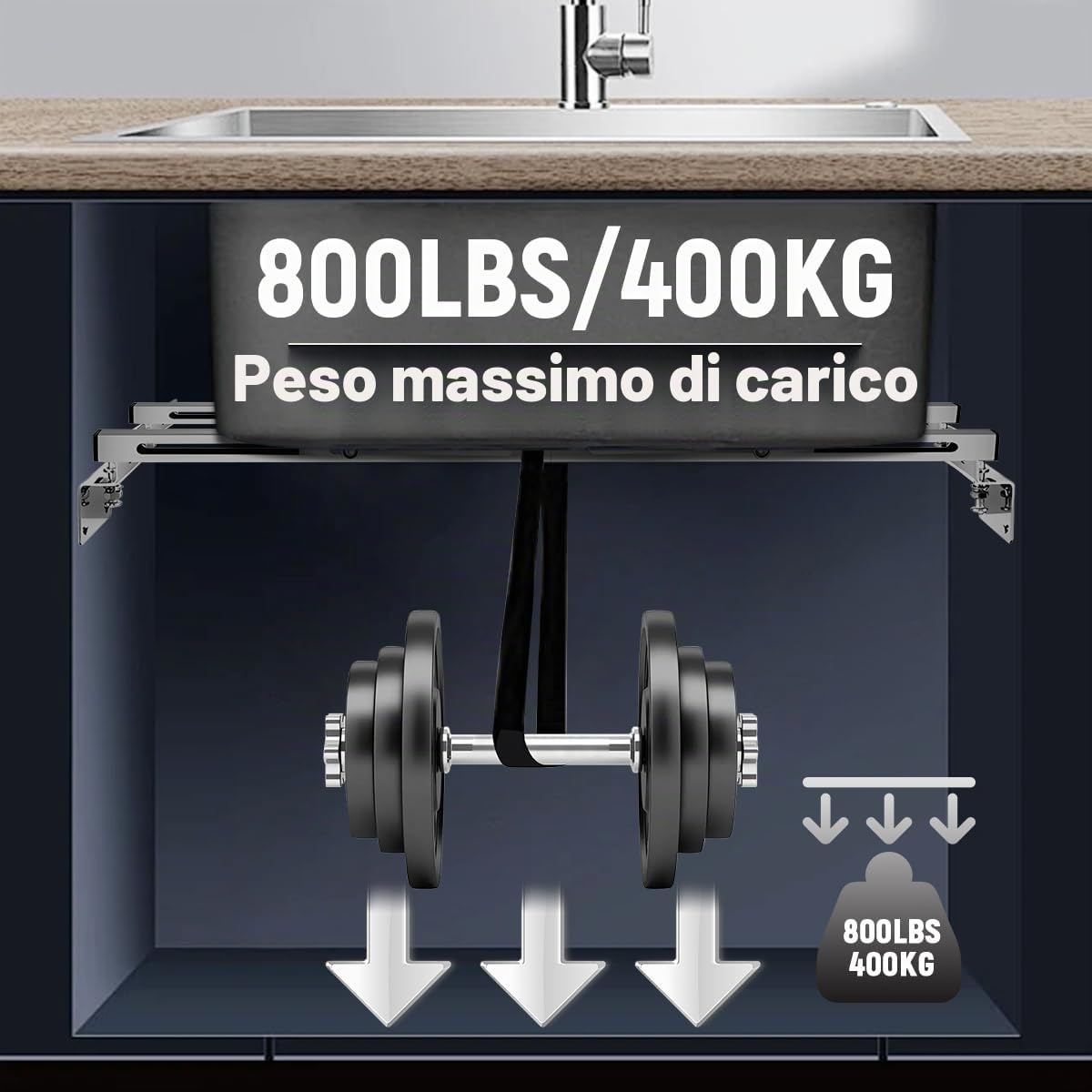 Staffe per Lavello Sottotop, Confezione da 2 Staffe Regolabili in Acciaio Inox per Lavello Sottotop, Kit di Installazione per Impieghi Gravosi per Lavello da Cucina e Bagno (71-100 cm)