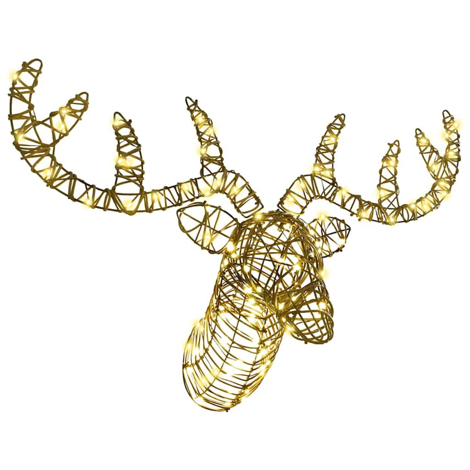 Gecheer Rentier Zieh Schlitten mit 140 LEDs Warmweiß 60 cm Rattan, Weihnachtsdekoration für Weihnachtsmarkt Festliche Eventdekoration Garten Rasen Terrasse Vorgarten Fassade42019067