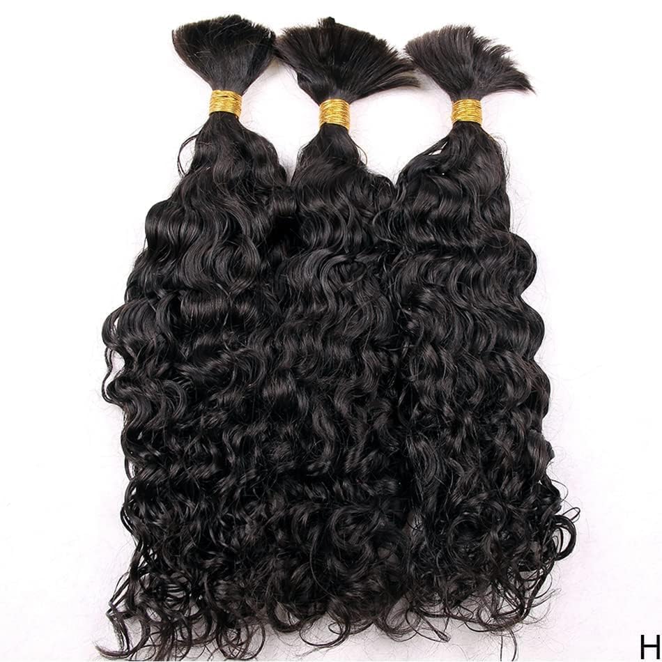 Bulk Human Hair for Braiding Water Wave Unprocessed Brazilian No Weft Hair Extension for Micro Braids 100g 1Piece(10Inch 3Bundle, Natural color)