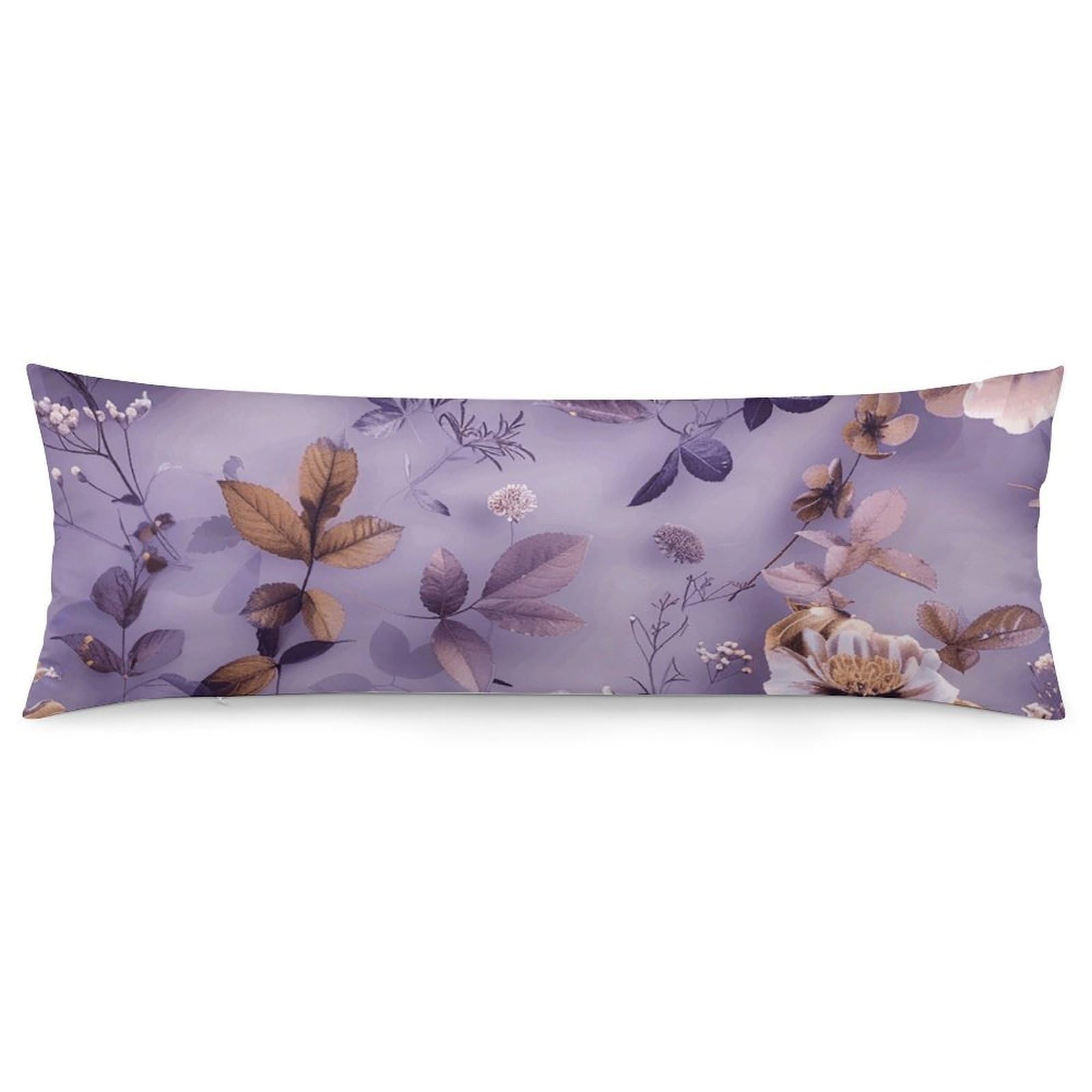 2 Pack Pillow Cases for Hair and Skin, Soft Breathable Pillow Case Covers with Hidden Zipper, Flowers and Leaves Pillowcase 20"x54" Pillow Covers for Sleeping Gift