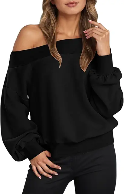 Sudadera mujer cuello bardot hombros descubiertos mangas globo - Jersey cálido