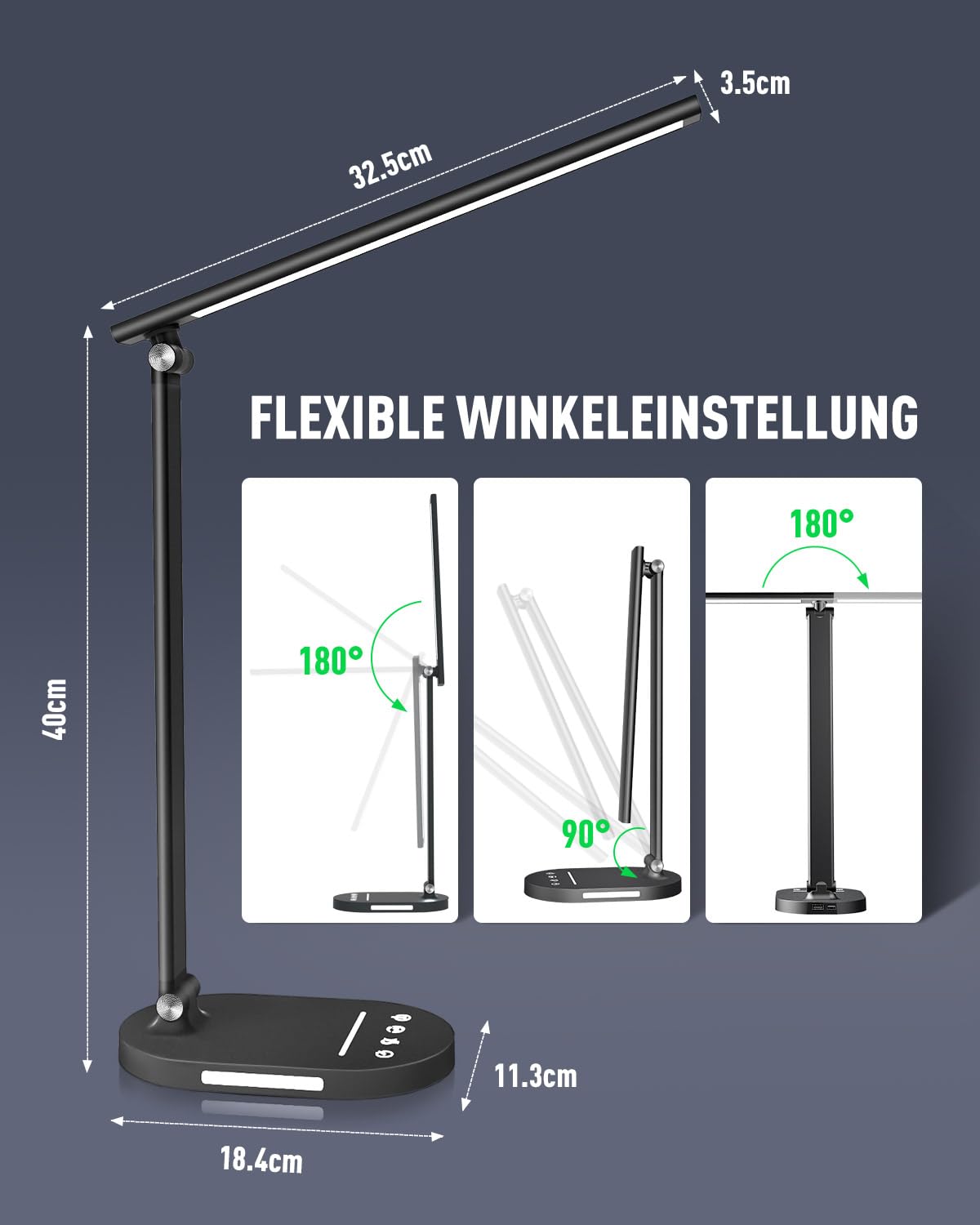 Lampada Da Scrivania LED HASKARE - 5 Colori, 5 Luminosità, USB, Timer - Foto 2