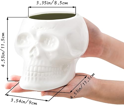 Miniatura 7 de Macetas de calavera, jarrón de esqueleto para suculentas, flores, centro de mesa gótico para mesa, decoración punk para el hogar y accesorios,