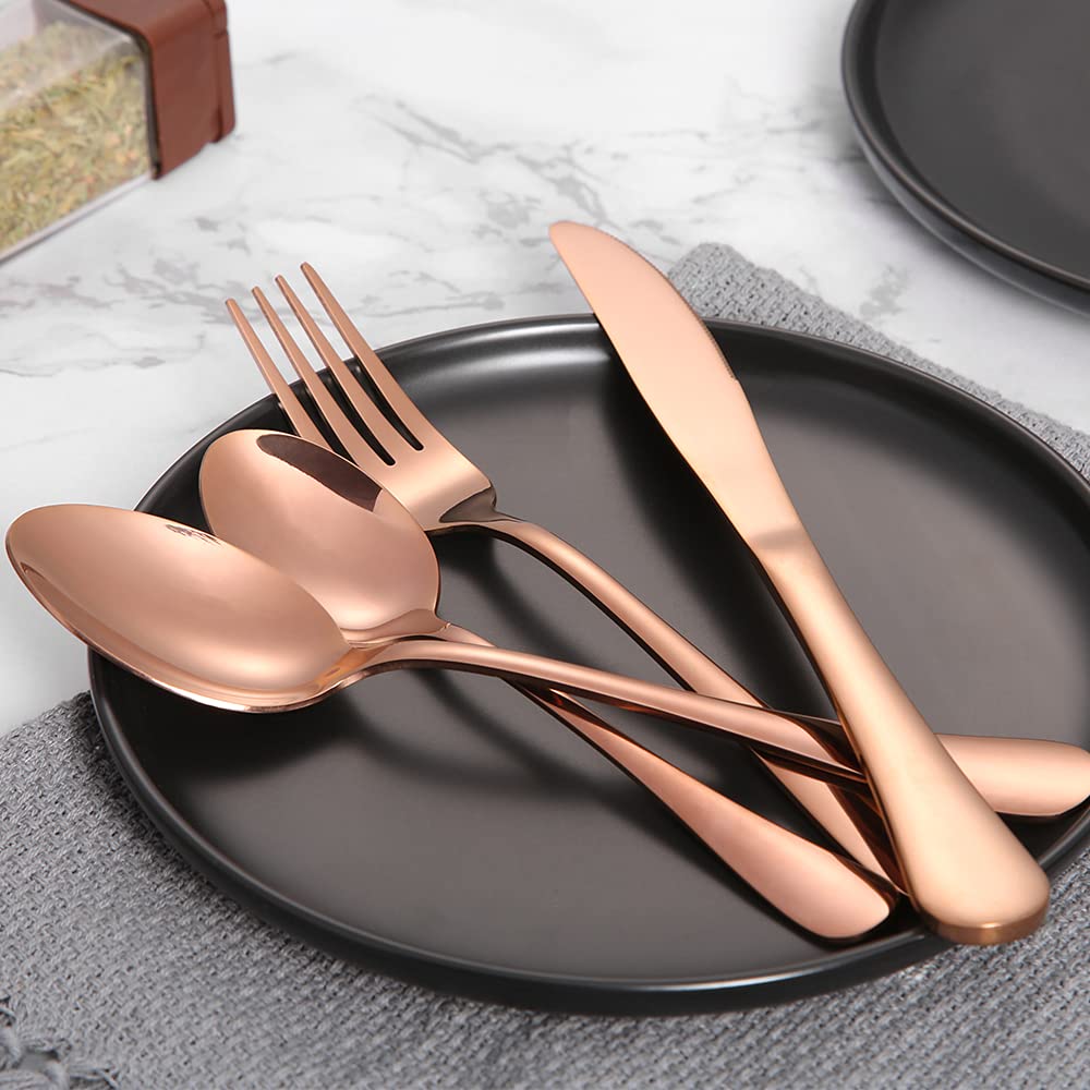 Xingjiake 40-Piece Rose Gold Silverware Set, Stainless Steel view 4