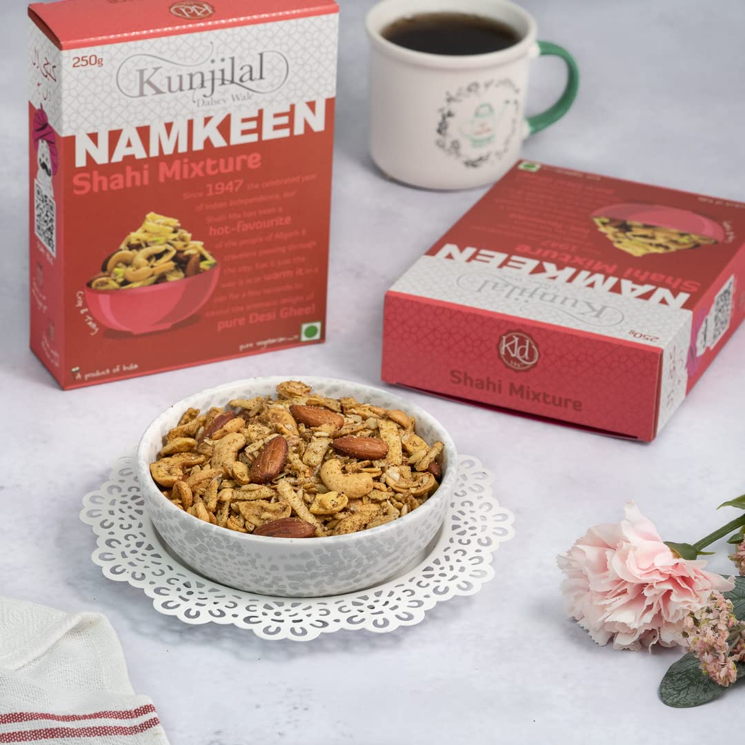 Kunjilal’s Shahi Mixture | Premium Roasted Namkeen with Dry Fruits & Desi Ghee | Crunchy Daily Snack | 250 g Pack-image-48