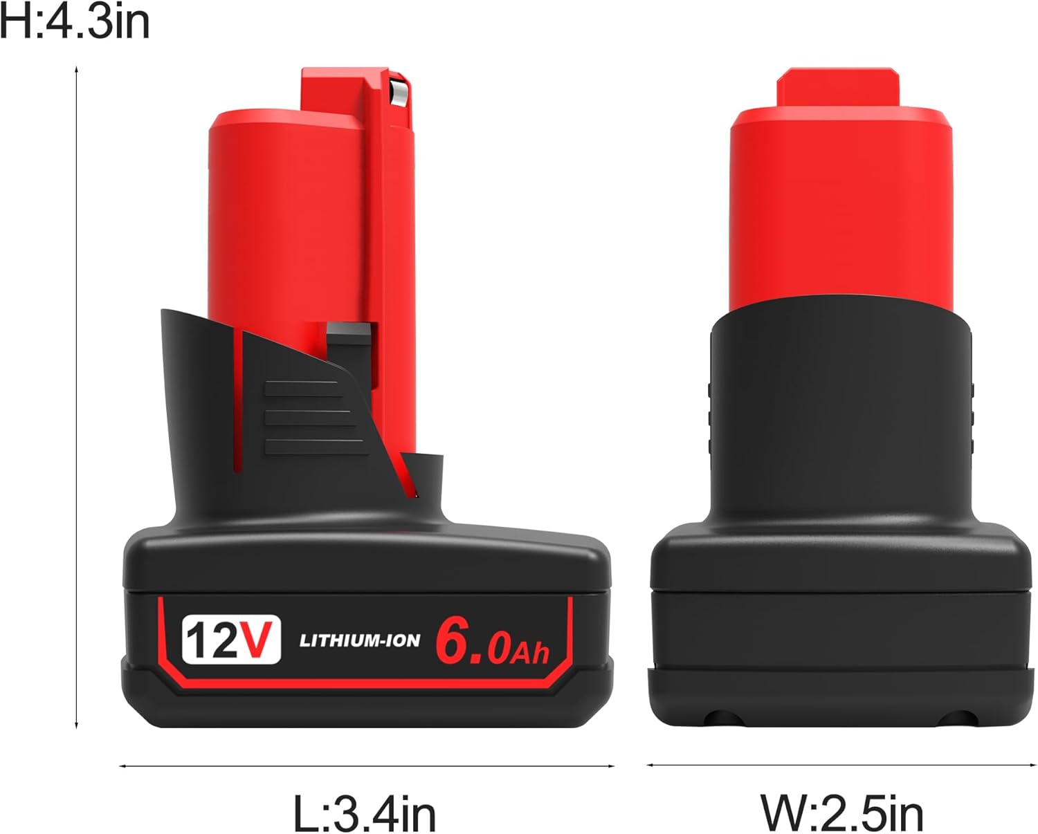 Replace for Milwaukee M12 Battery 6.0Ah 2 Packs, Replacement for Milwaukee 12V Battery 48-11-2410 48-11-2411 48-11-2401, Compatible with Original 12V Cordless Power Tools and Charger