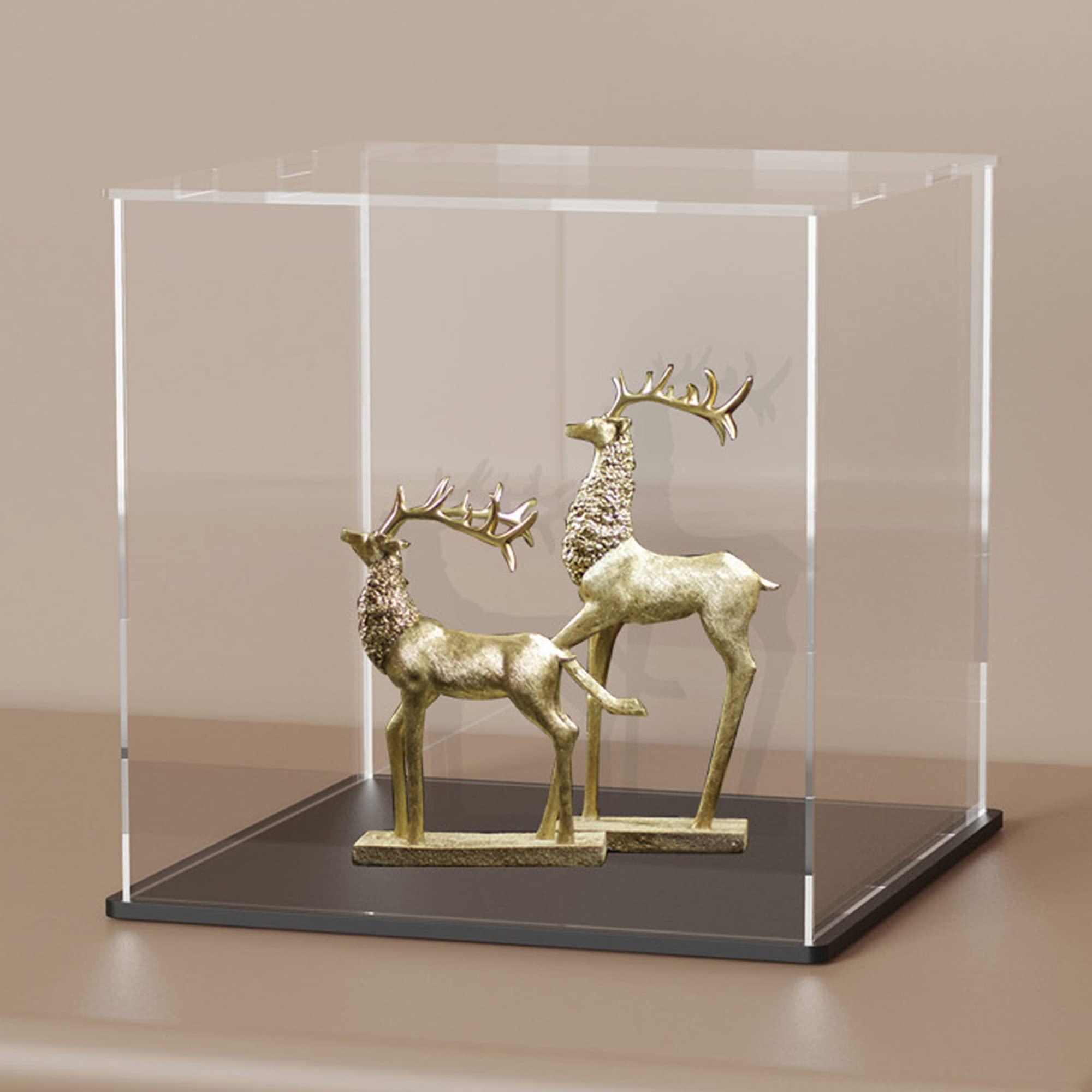 HOPEME Display Case 6x6x6 Inch, Acrylic Display Box for Collectibles, Dustproof Acrylic Display Case with Lid and Matt Black Base for Models and Action Figures