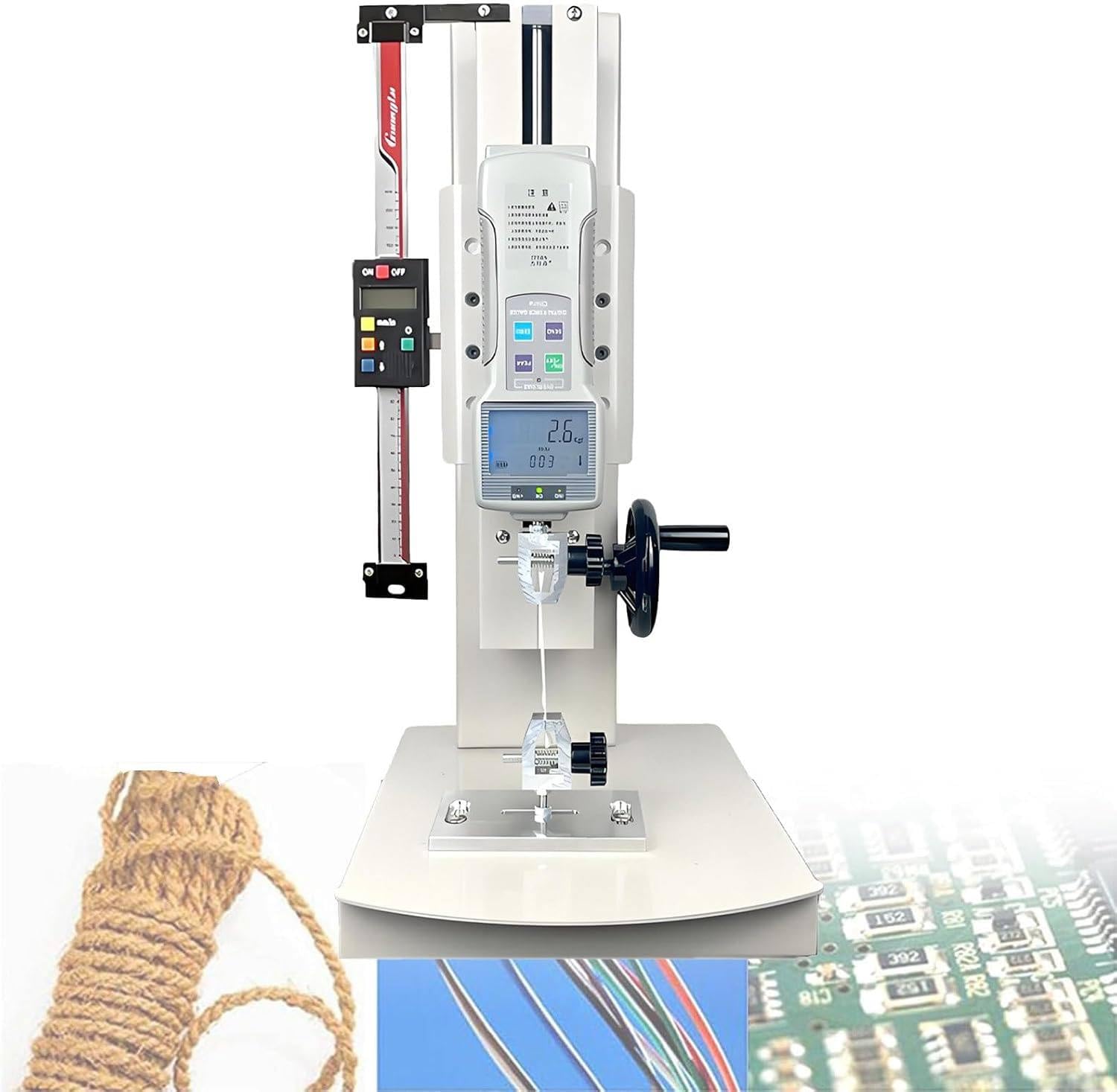 Force Gauge Stand Manual Force Test Stand, Digital Force Gauge with USB Interface, Lcd Force Measurement Instrument, Thrust Meter for Laboratory Force Testing and Destructive Testing withRuler-10N