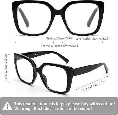 Miniatura 3 de DOOViC Paquete de 3 lentes de lectura de gran tamaño para mujer, bloqueo de luz azul, cuadrados, elegantes lectores de computadora