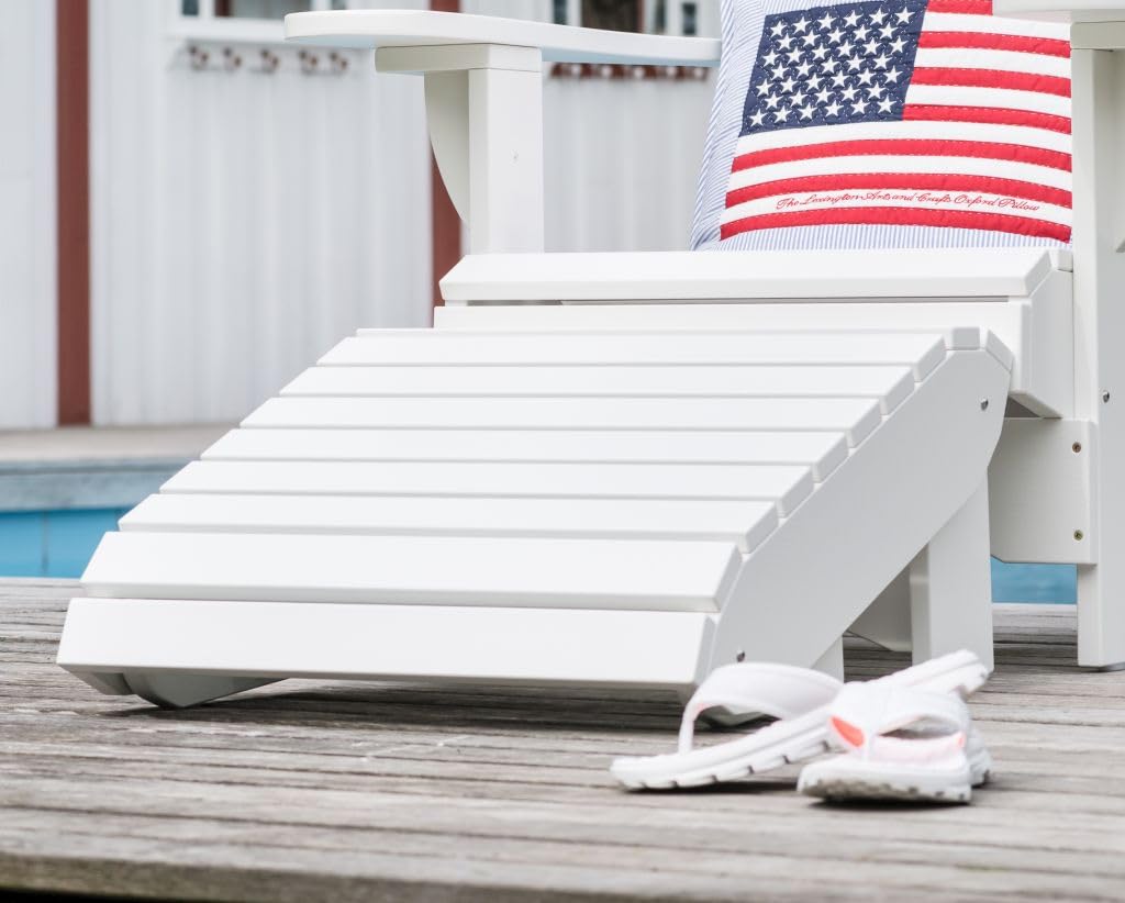 Original Dream-Chairs since 2007 Le luxueux repose-pieds Adirondack « Comfort » en blanc peut être utilisé dans 2 positions. Le repose-pieds peut également être utilisé comme table d'appoint
