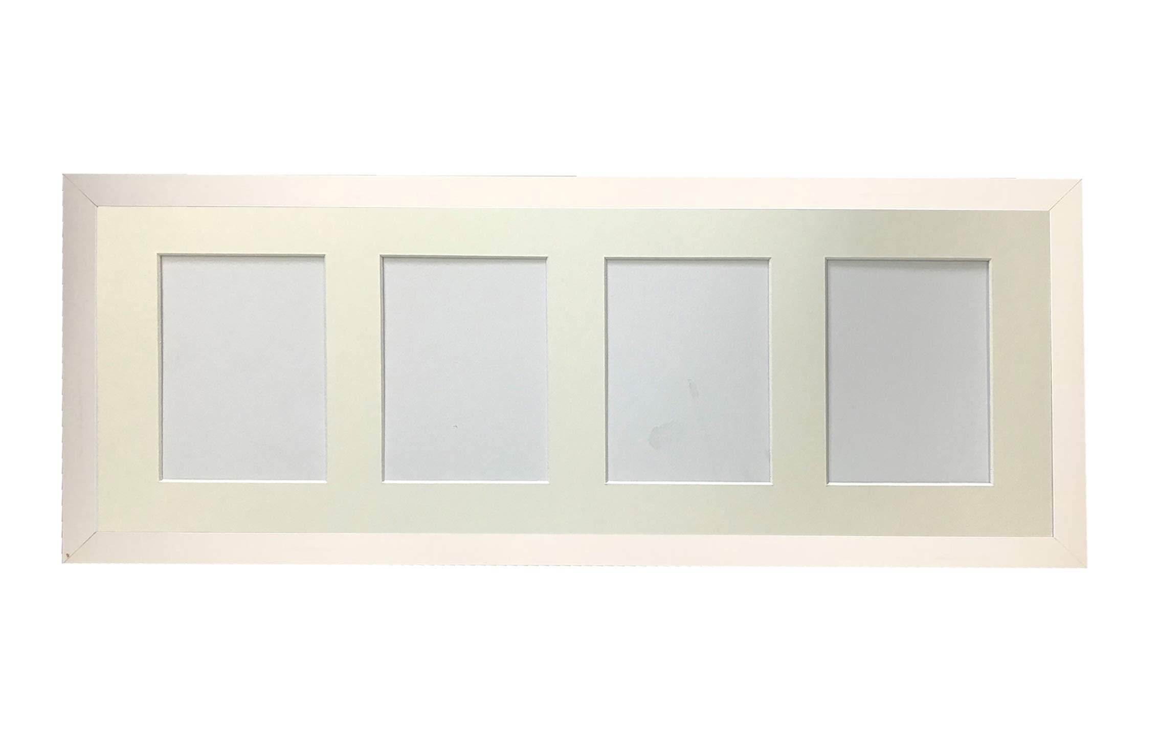 Frames By Post White Frame And Ivory Multi Mount H7 White Picture Photo Frame With Ivory 7 X 5 Inch Four Aperture Long Mount