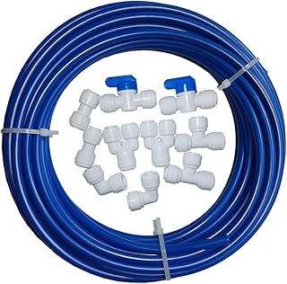 YZM 10 pcs 1/4" Quick Connect Push in to Connect Water Purifiers Tube Fittings for RO Water Reverse Osmosis System+10 Meters（32 feet） tubing Hose Pipe