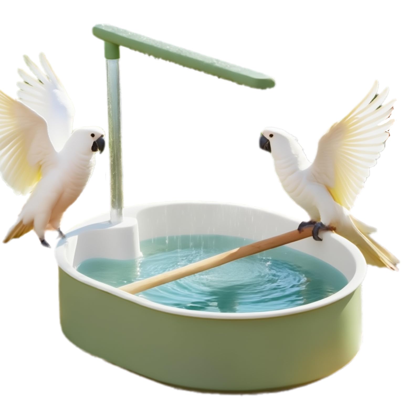 Ducha de agua circulante para pájaros con percha y drenaje rápido