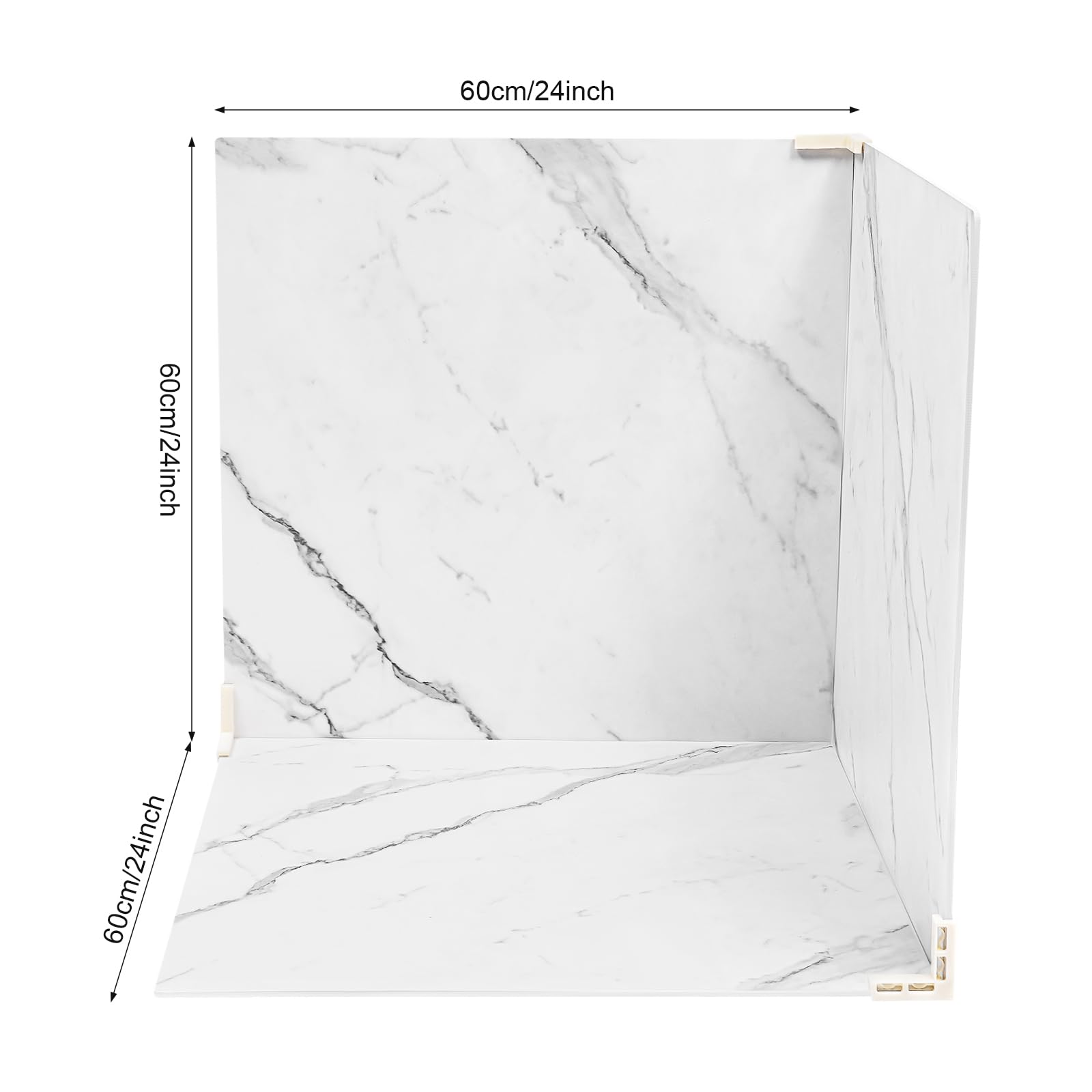 Juego de 3 fondos fotográficos, fondo para fotografía, doble cara, mármol, blanco, mesa de fotografía de productos, combinable con botones de presión para alimentos, cosméticos y joyas
