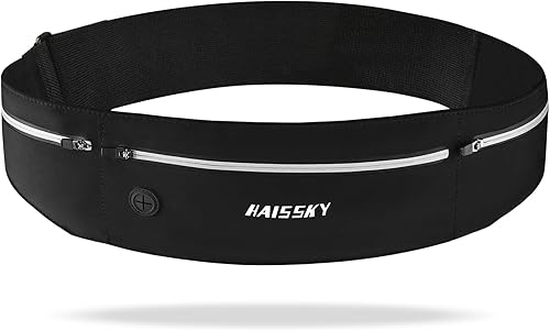 Miniatura 10 de Cangurera delgada para correr para hombres y mujeres, soporte para teléfono para correr, riñonera, cinturón de dinero con 3 bolsas separadas