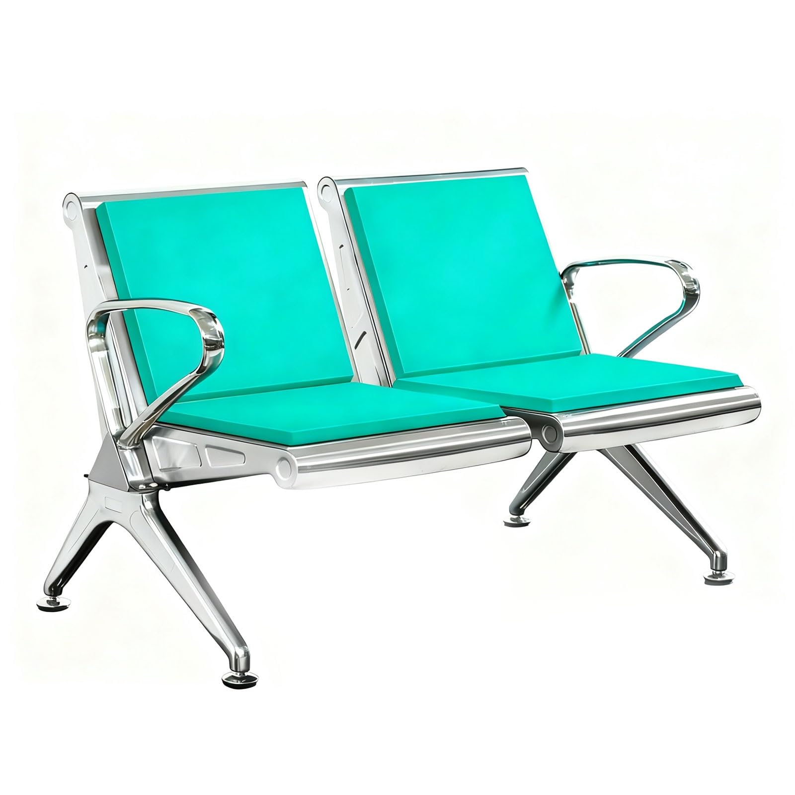 GTHTUHFD 2/3-Seat Waiting Room Bench, Office Reception Chair With Leather Cushion, Load Capacity: 500Kg, Guest Chairs For Hospital, Bank, Salon, Airport,Green-2-seater