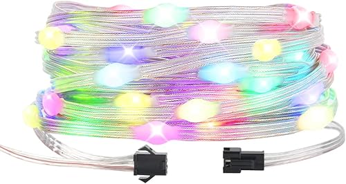 BTF-LIGHTING WS2812B IC RGB - Tira de luces inteligentes de color de persecución direccionable individualmente, alambre de PVC, 16.4 pies, 50 luces