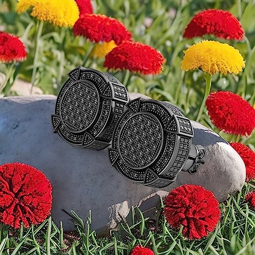 Dazzlingrock Collection Round Black Diamond Cluster Stud Earrings For Men (0.25 Ctw, Color Black, Clarity Opaque) In Black Plated 925 Sterling Silver In Push Back #TOP2