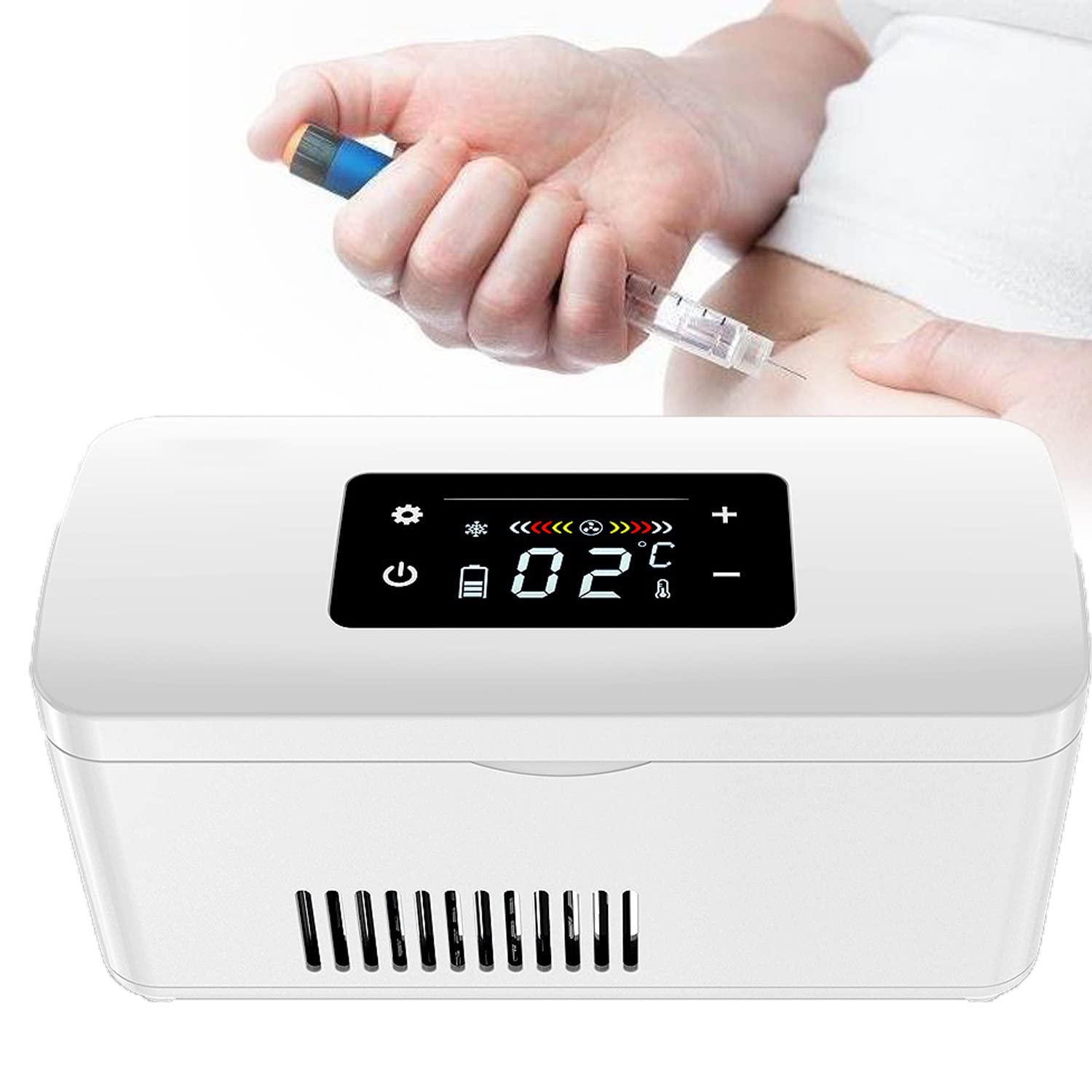 Etui podróżne na insulinę – przenośna lodówka na leki z cyfrowym wyświetlaczem temperatury 2-8℃ i ekranem dotykowym LCD o wysokiej rozdzielczości