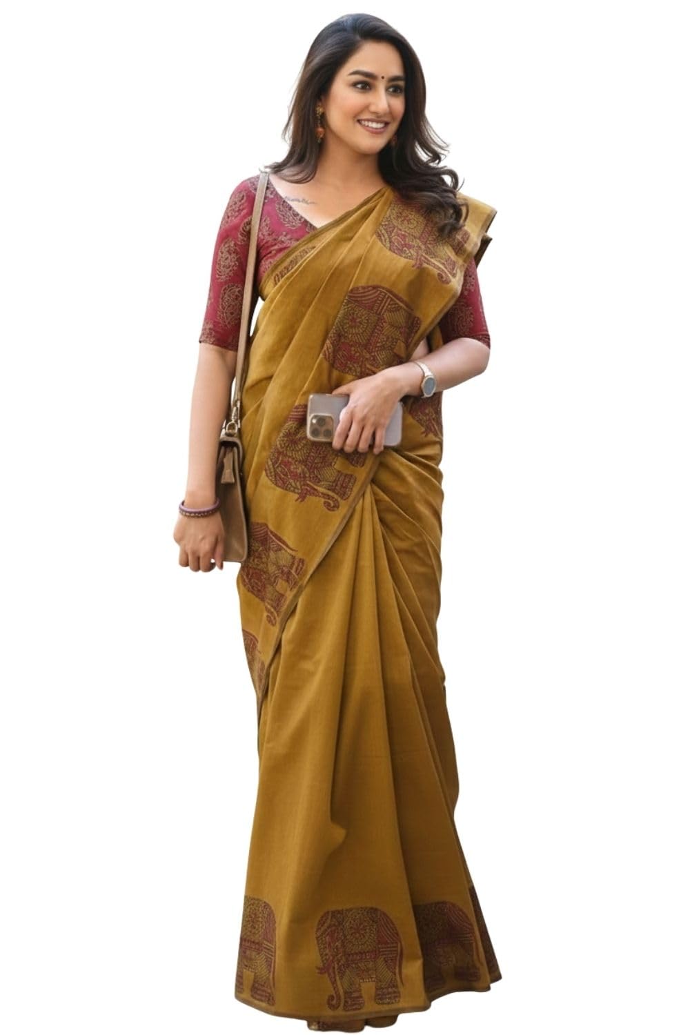 Jack & Jini Women’s Printed Kalamkari Cotton Saree with Unstitched Blouse | Traditional Ethnic Saree for Casual, Office & Regular Wear.-image-37
