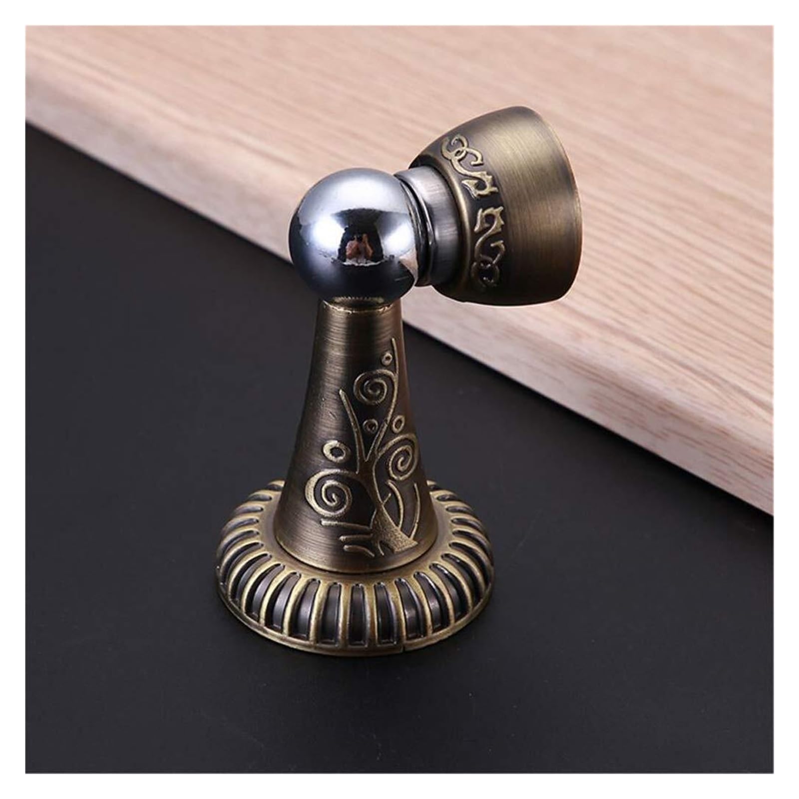 Magnetic Door Stop Zinc Alloy Carved Magnetic Door Stopper, European Retro wall-Mounted Magnetic Door Stopper.