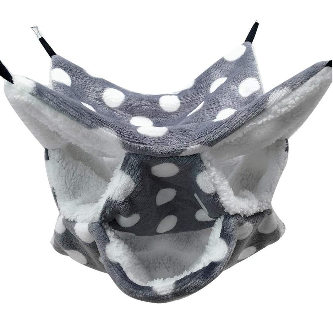 LAANCOO Hamster Hammock roedor Colgante Hamaca hámster Cama dormida Hamaca Caliente con 3 Bolsillos para Animales pequeños Cama Gris Peluche para hámster111