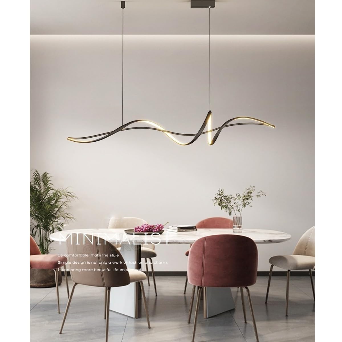 LED Lampada a sospensione Tavolo da pranzo Lampadario Dimmerabile Spiral Design Lampade Sala da pranzo Lampada da tavolo da pranzo con Telecomando Lampadari Sala da pranzo per Soggiorno Cucina Ufficio