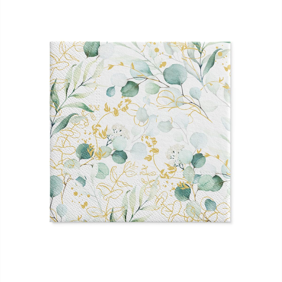 PAW - Servilletas Papel 3 Capas (33 x 33 cm) I 20 Unidades I Perfecto para Cumpleaños, Fiestas, Bodas, Comuniones y Celebraciones I Decoración de Mesa Elegantes I Eucalipto Dorado - 3
