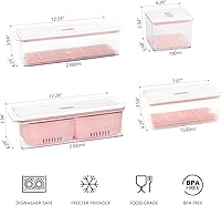 Vista 2 de Contenedores de almacenamiento Organizador de refrigerador para verduras, frutas, verduras y bayas, contenedores organizadores con tapas, protector