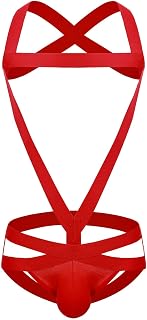 Vexiangni Bodysuit Men's Sexy Wrestling One-Piece Bodysuit Thong Sexy Vest Fitness Stringer Shirt Breathable Leotard Bodysuit Skin-Friendly Material Slim Fit Blouse Tops Athletic Support Briefs