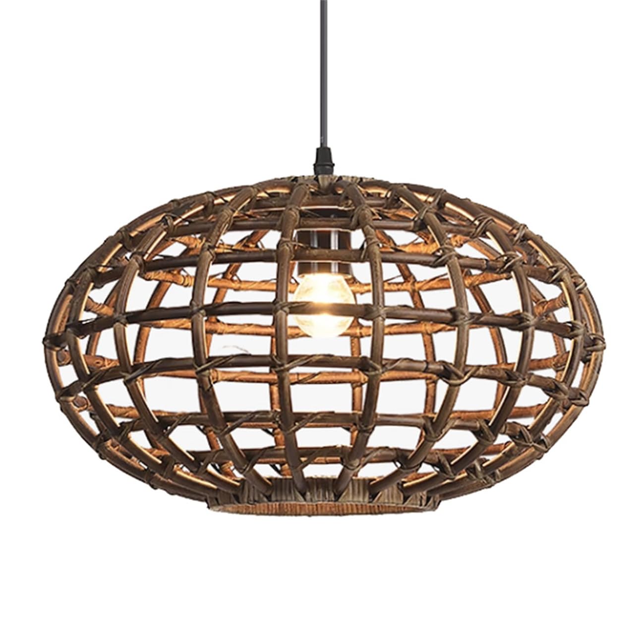 SHUANGZ Mid-Century Kitchen Pendant Lights Unique Drum Lamp Shade 1-Light Wabi-sabi Retro Rattan Basket Lighting Weave Lamp Fixtures for Living Room Bedroom Kitchen Dining Farmhouse E26 Socket